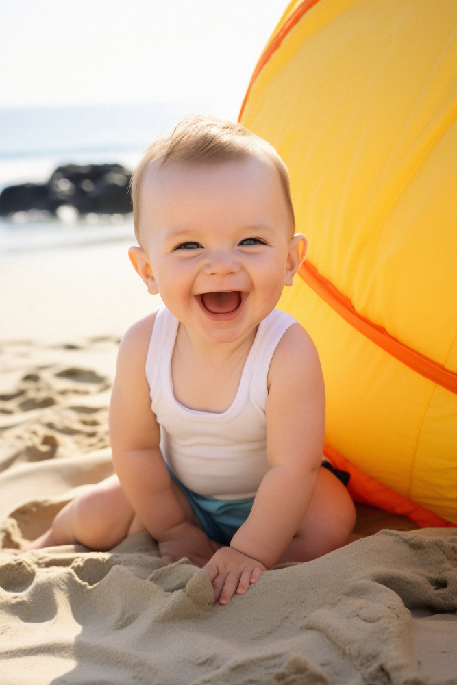 bébé à l'ombre du soleil